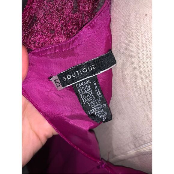 Fuchsia colored long dress with lace size 6 - Picture 4 of 5